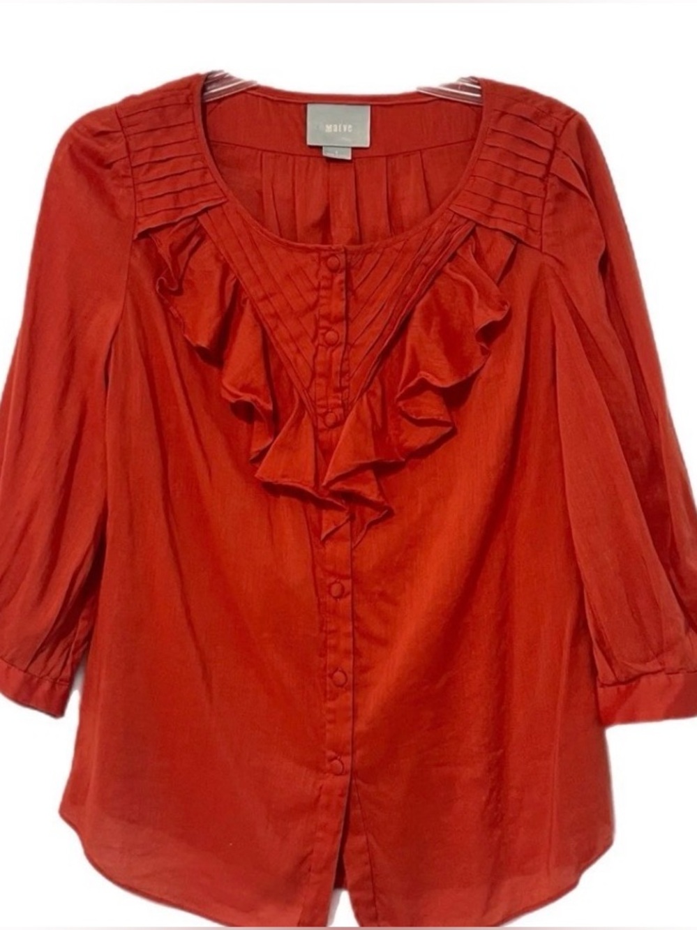 Maeve Women’s Red Ruffle Front 3/4 sleeve